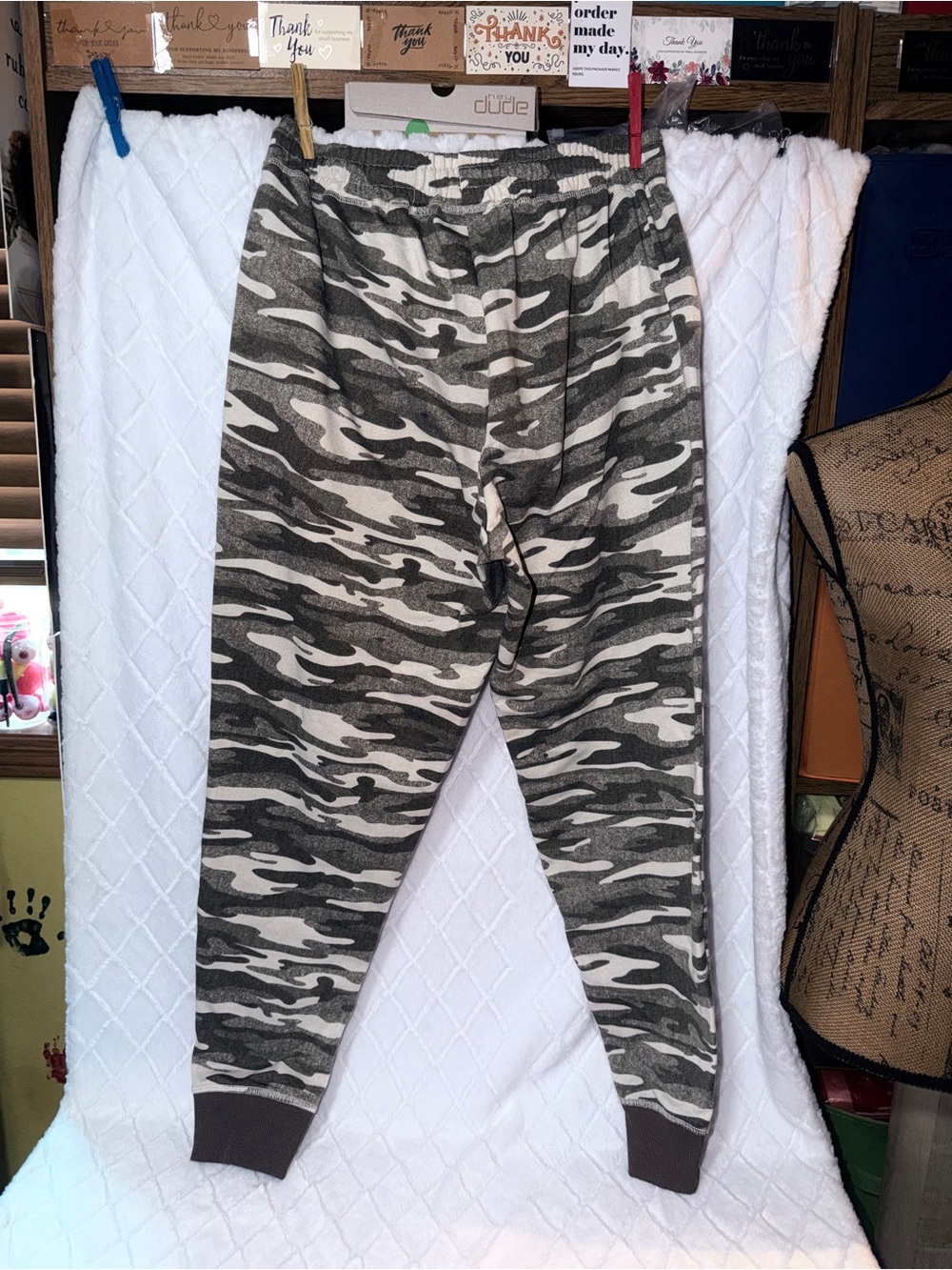LuLaRoe Olive Green and Cream Camo Joggers
